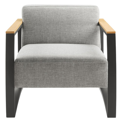Sauve Outdoor Patio Aluminum and Fabric Armchair - Charcoal Light Gray
