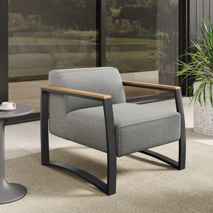 Sauve Outdoor Patio Aluminum and Fabric Armchair - Charcoal Light Gray