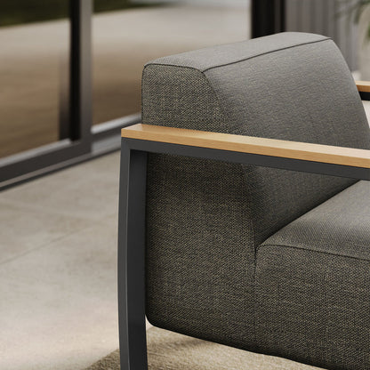 Sauve Outdoor Patio Aluminum and Fabric Armchair - Charcoal Smoke