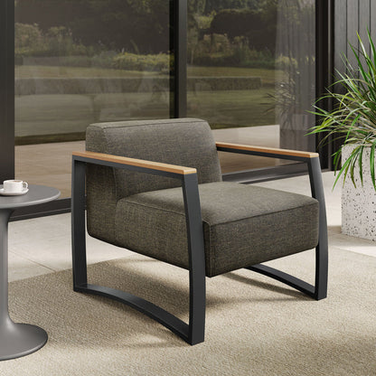 Sauve Outdoor Patio Aluminum and Fabric Armchair - Charcoal Smoke