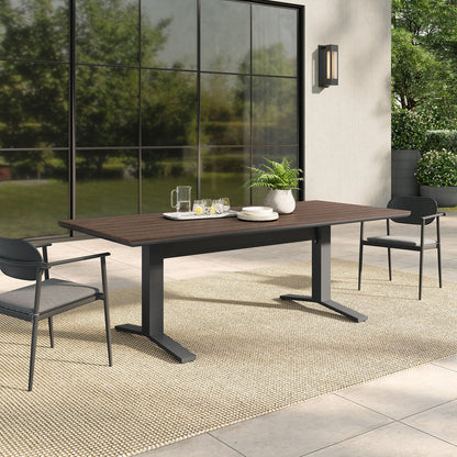 Gavelston 91" Outdoor Patio Aluminum Dining Table - Gray Wash Charcoal Gray