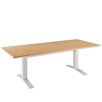 Gavelston 91" Outdoor Patio Aluminum Dining Table - Natural White