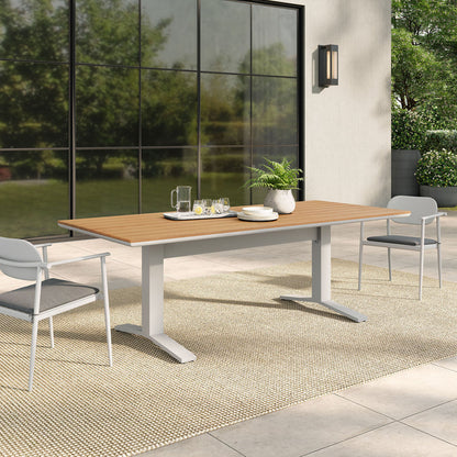 Gavelston 91" Outdoor Patio Aluminum Dining Table - Natural White