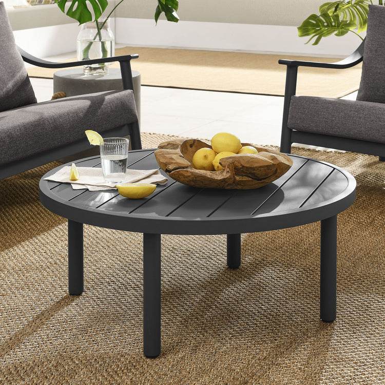 Terrace 35" Outdoor Patio Aluminum Round Coffee Table - Default Title