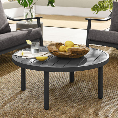 Terrace 35" Outdoor Patio Aluminum Round Coffee Table - Default Title