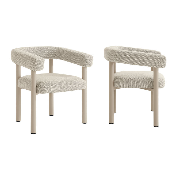 Nautica Outdoor Patio Aluminum Dining Armchairs Set of 2 - Ivory Taupe