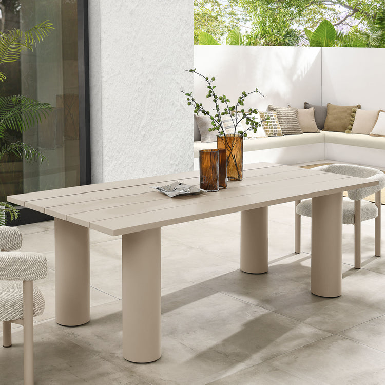 Nautica Outdoor Patio 87" Rectangular Aluminum Dining Table - Taupe