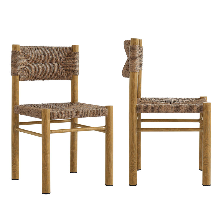 Parkland 7-Piece Rectangular Outdoor Patio Rattan and Aluminum Dining Table and Chairs Set - Natural