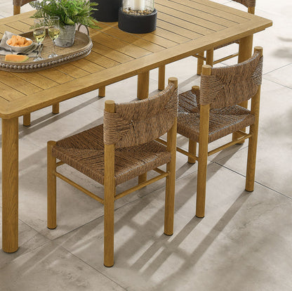 Parkland Outdoor Patio Rattan and Aluminum Dining Side Chairs Set of 2 - Natural