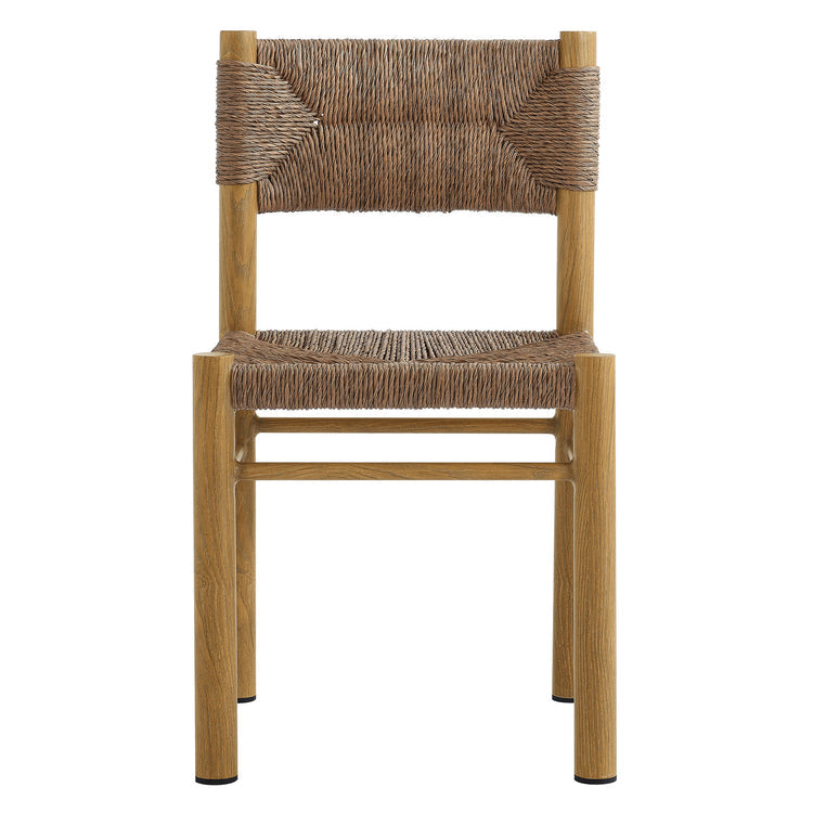 Parkland Outdoor Patio Rattan and Aluminum Dining Side Chairs Set of 2 - Natural