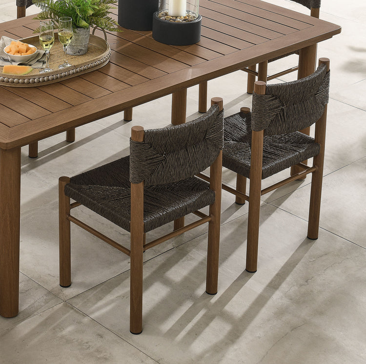 Parkland Outdoor Patio Rattan and Aluminum Dining Side Chairs Set of 2 - Walnut