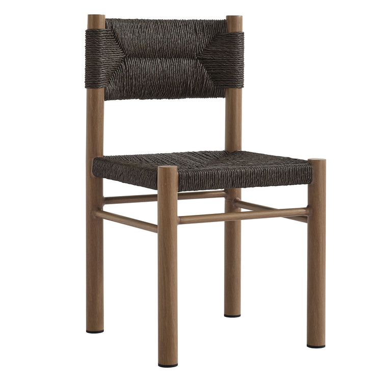 Parkland 7-Piece Rectangular Outdoor Patio Rattan and Aluminum Dining Table and Chairs Set - Walnut