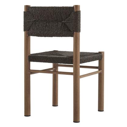 Parkland Outdoor Patio Rattan and Aluminum Dining Side Chairs Set of 2 - Walnut