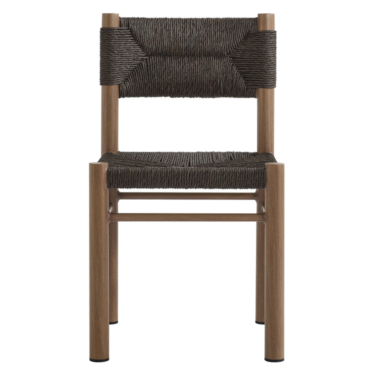 Parkland Outdoor Patio Rattan and Aluminum Dining Side Chairs Set of 2 - Walnut