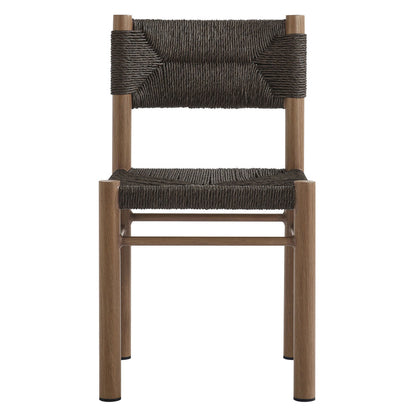 Parkland Outdoor Patio Rattan and Aluminum Dining Side Chairs Set of 2 - Walnut
