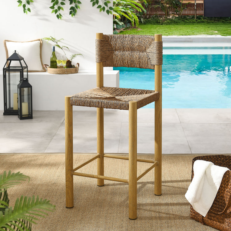 Parkland Outdoor Patio Rattan and Aluminum Counter Stools Set of 2 - Natural