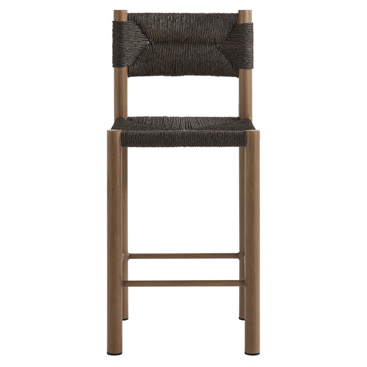 Parkland Outdoor Patio Rattan and Aluminum Counter Stools Set of 2 - Walnut