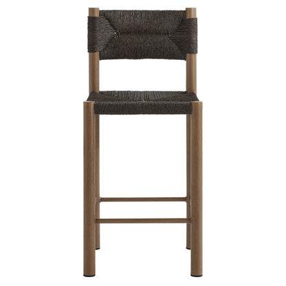 Parkland Outdoor Patio Rattan and Aluminum Counter Stools Set of 2 - Walnut
