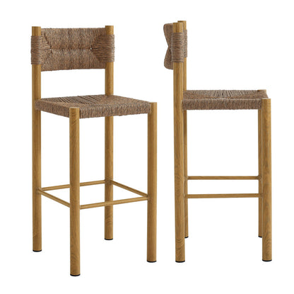 Parkland Outdoor Patio Rattan and Aluminum Bar Stools Set of 2 - Natural