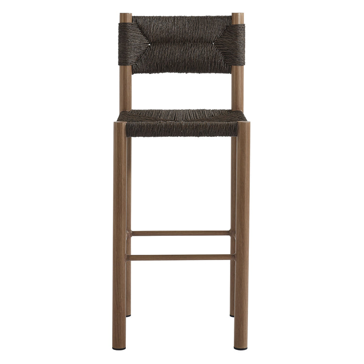 Parkland Outdoor Patio Rattan and Aluminum Bar Stools Set of 2 - Walnut