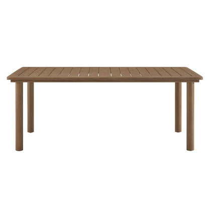 Abacus 7-Piece Rectangular Outdoor Patio Aluminum Dining Table Set with Rattan Armchairs - Slate Walnut