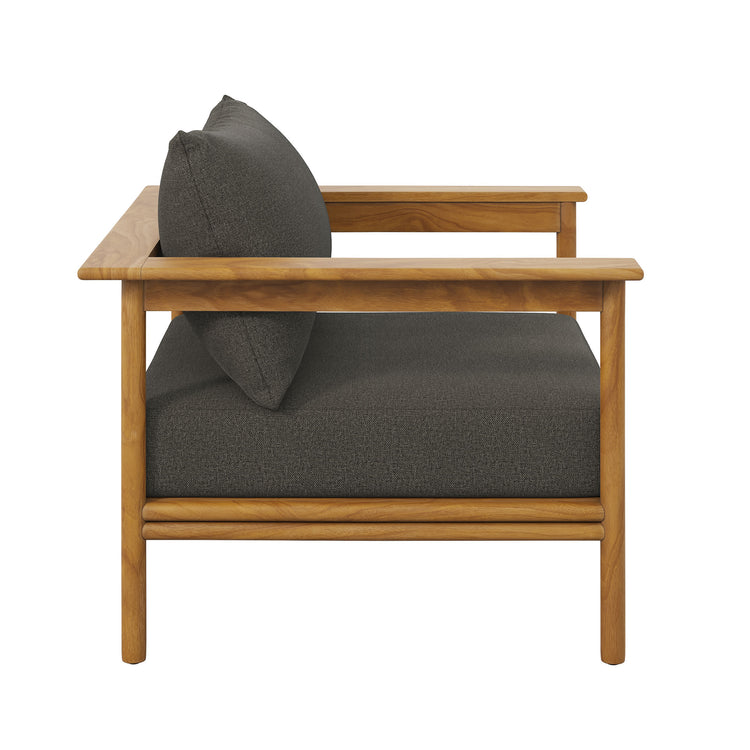 Wren Outdoor Patio Teak Wood Armchair - Natural Flint Gray