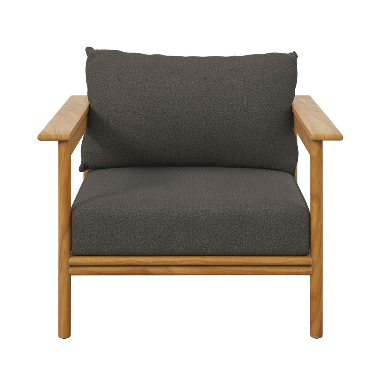 Wren Outdoor Patio Teak Wood Armchair - Natural Flint Gray