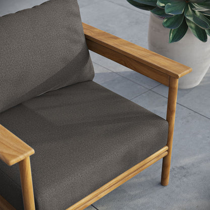 Wren Outdoor Patio Teak Wood Armchair - Natural Flint Gray