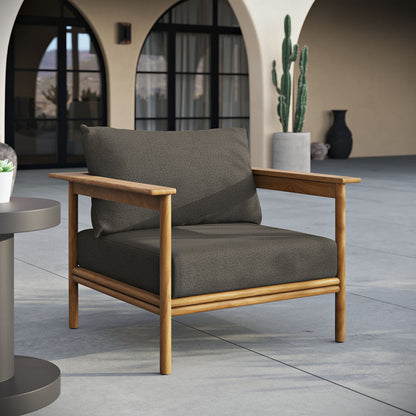 Wren Outdoor Patio Teak Wood Armchair - Natural Flint Gray