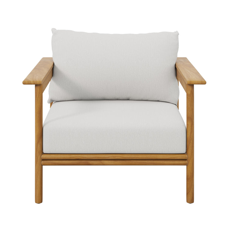 Wren Outdoor Patio Teak Wood Armchair - Natural Sail