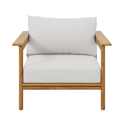 Wren Outdoor Patio Teak Wood Armchair Set of 2 - Natural Sail