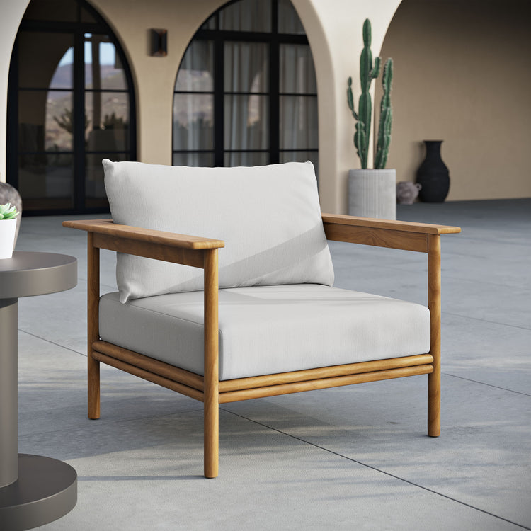 Wren Outdoor Patio Teak Wood Armchair - Natural Sail