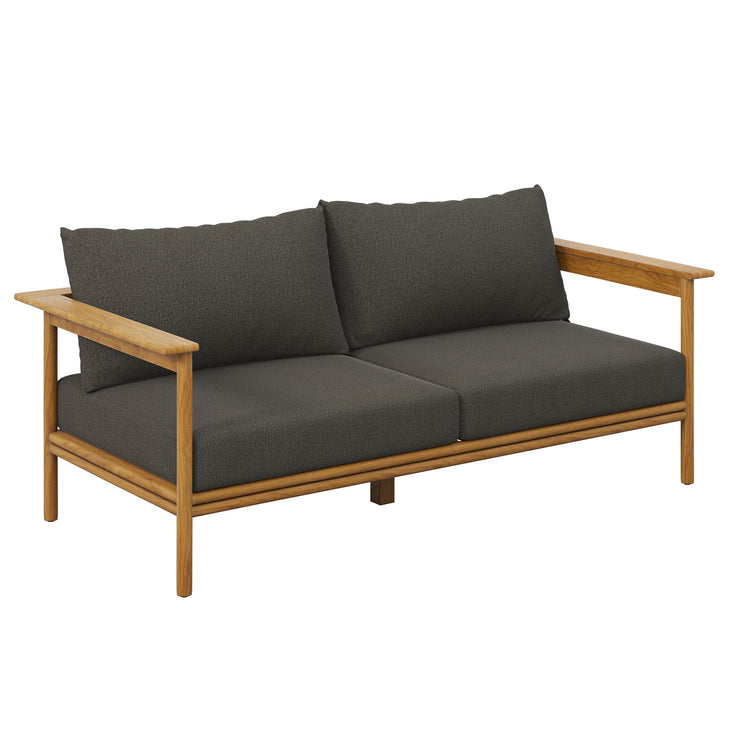 Wren Outdoor Patio Teak Wood Sofa - Natural Flint Gray