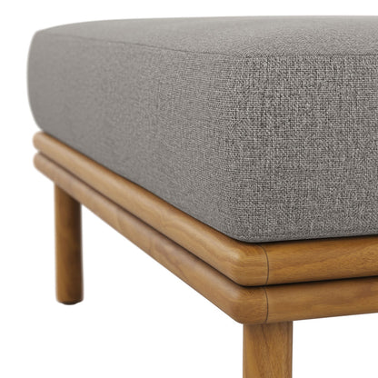 Wren Outdoor Patio Teak Wood Ottoman - Natural Driftwood