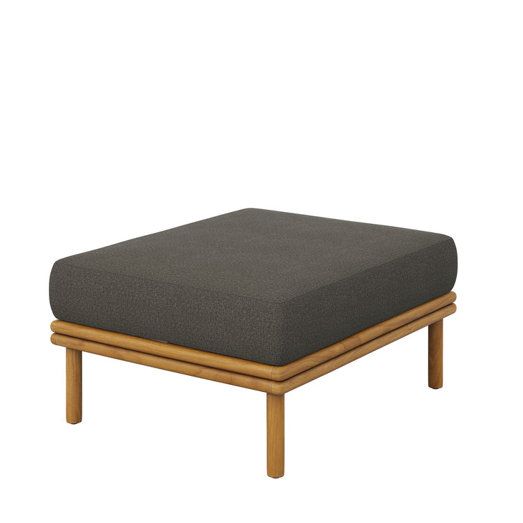 Wren Outdoor Patio Teak Wood Armchair and Ottoman Set - Natural Flint Gray
