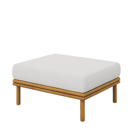 Wren Outdoor Patio Teak Wood Ottoman - Natural Sail