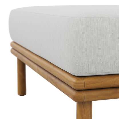 Wren Outdoor Patio Teak Wood Ottoman - Natural Sail