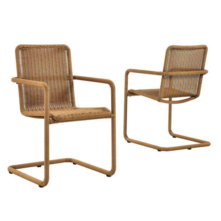 Abacus Outdoor Patio Wicker Dining Chairs Set of 2 - Natural