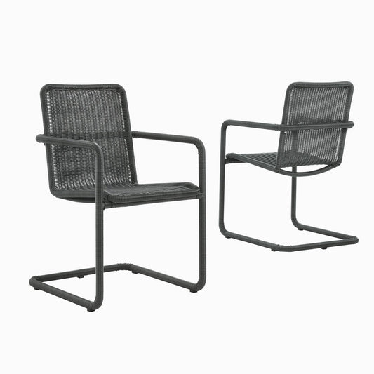 Abacus Outdoor Patio Wicker Dining Chairs Set of 2 - Slate