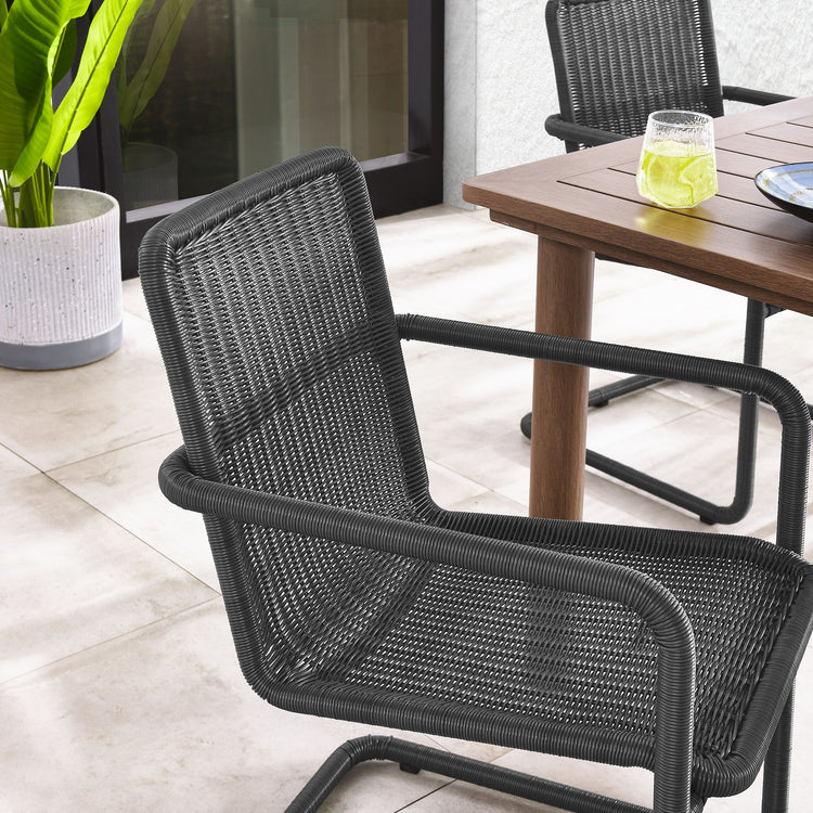 Abacus Outdoor Patio Wicker Dining Chairs Set of 2 - Slate