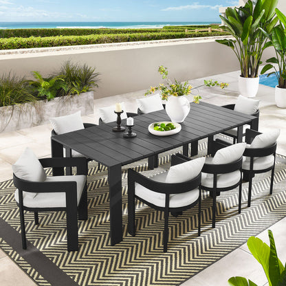 Tahoe 9-Piece Outdoor Patio Aluminum Dining Set - Gray White