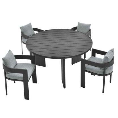 Tahoe 5-Piece Outdoor Patio Aluminum Dining Set - Gray Gray