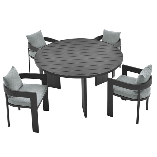Tahoe 5-Piece Outdoor Patio Aluminum Dining Set - Gray Gray