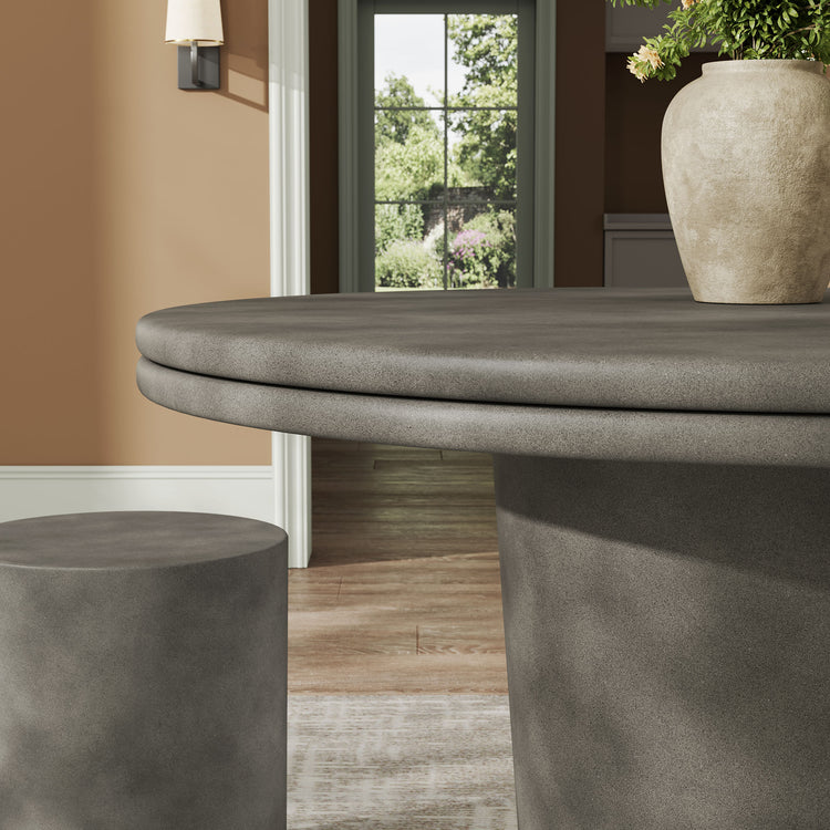 Brion 48" Indoor - Outdoor Patio Concrete Round Dining Table - Gray