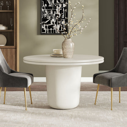 Brion 48" Indoor - Outdoor Patio Concrete Round Dining Table - White