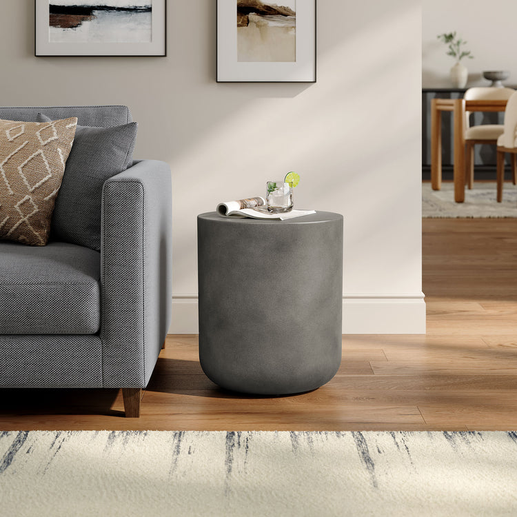 Brion Indoor - Outdoor Patio Concrete Stool - Gray