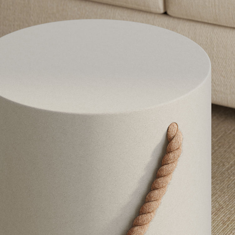 Isera Indoor - Outdoor Patio Rope Concrete Side Table Stool - Default Title