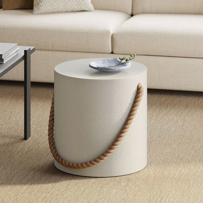 Isera Indoor - Outdoor Patio Rope Concrete Side Table Stool - Default Title
