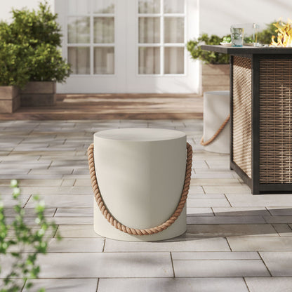 Isera Indoor - Outdoor Patio Rope Concrete Side Table Stool - Default Title