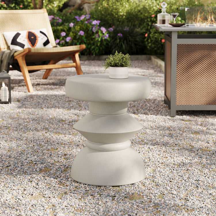 Terza Indoor - Outdoor Patio Concrete Side Table - Default Title